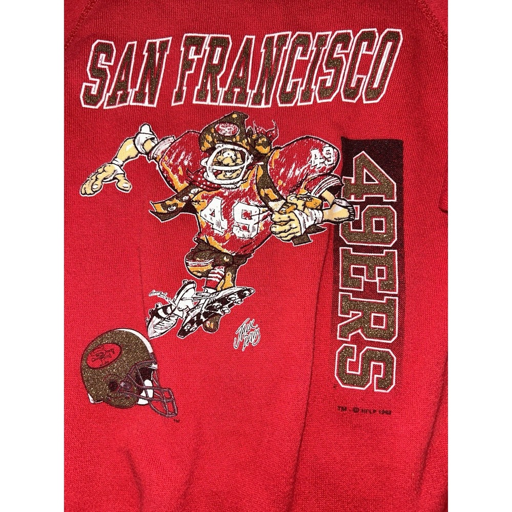 Vtg 1990's San Francisco 49ers Sweatshirt L Jack Davis‎ Graphic Cartoon YOUTH - Picture 3 of 7